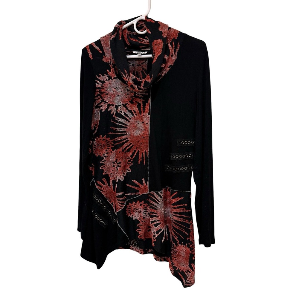 Cowl Neck Tunic XL Assymetric Art to Wear Boho Avant Garde Eclectic